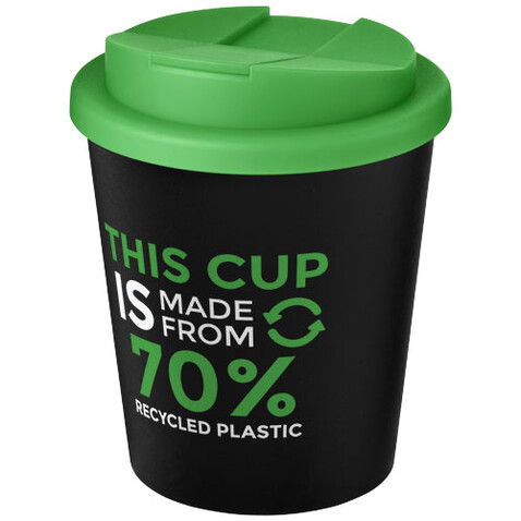Americano® Espresso Eco 250 ml recycelter Isolierbecher mit auslaufsicherem Deckel, schwarz, grün bedrucken, Art.-Nr. 21045505 Americano® Espresso Eco 250 ml recycelter Isolierbecher mit auslaufsicherem Deckel, schwarz, grün bedrucken, Art.-Nr. 21045505