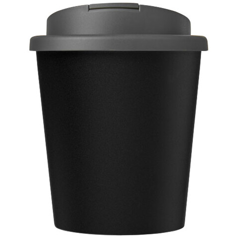 Americano® Espresso Eco 250 ml recycelter Isolierbecher mit auslaufsicherem Deckel, schwarz, grau bedrucken, Art.-Nr. 21045511