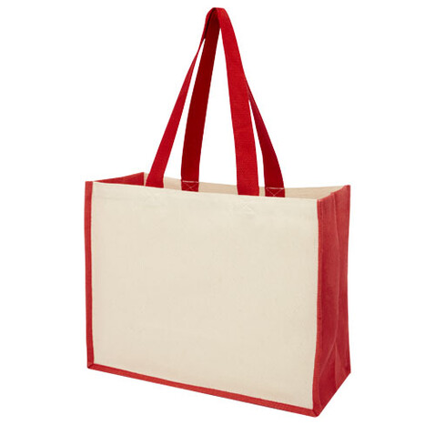 Varai 320 g/m Canvas und Jute Einkaufstasche 23L, rot bedrucken, Art.-Nr. 21070121