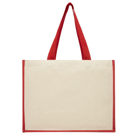 Varai 320 g/m Canvas und Jute Einkaufstasche 23L, rot bedrucken, Art.-Nr. 21070121