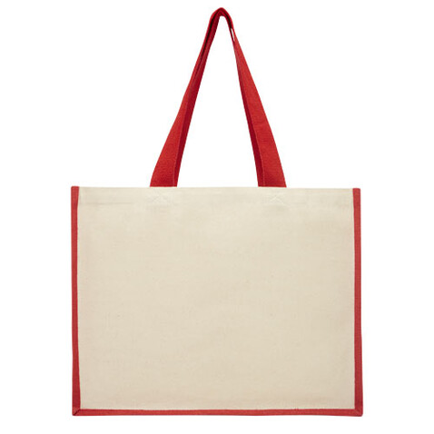 Varai 320 g/m Canvas und Jute Einkaufstasche 23L, rot bedrucken, Art.-Nr. 21070121