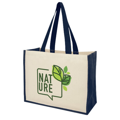 Varai 320 g/m Canvas und Jute Einkaufstasche 23L, navy bedrucken, Art.-Nr. 21070155