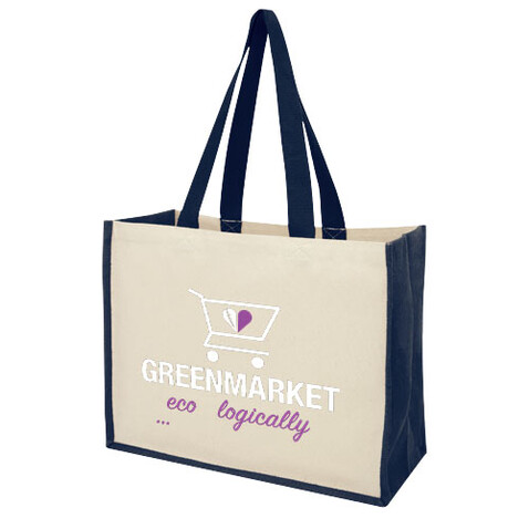 Varai 320 g/m Canvas und Jute Einkaufstasche 23L, navy bedrucken, Art.-Nr. 21070155