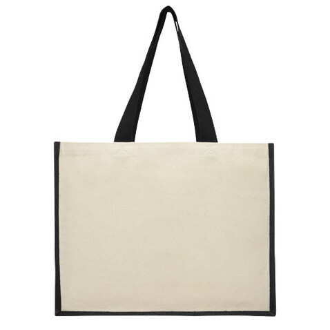 Varai 320 g/m Canvas und Jute Einkaufstasche 23L, schwarz bedrucken, Art.-Nr. 21070190