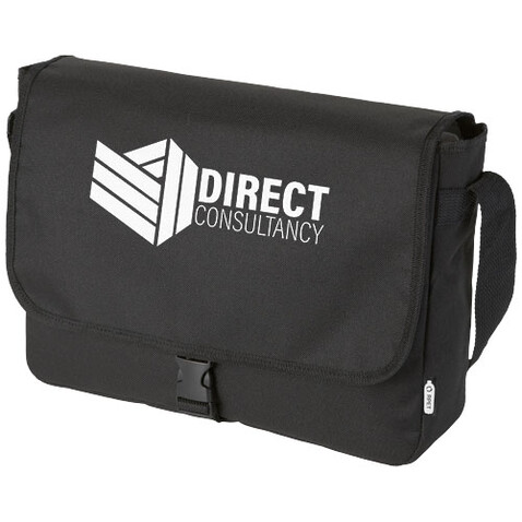 Retrend RPET Schultertasche 6L, schwarz bedrucken, Art.-Nr. 12062290