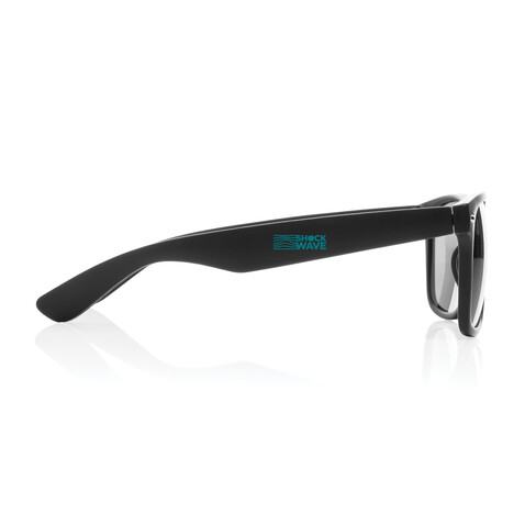 Sonnenbrille aus GRS recyceltem PC Kunststoff schwarz bedrucken, Art.-Nr. P453.961