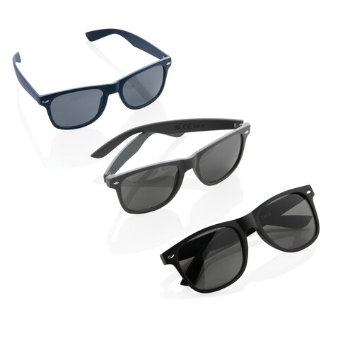 Sonnenbrille aus GRS recyceltem PC Kunststoff schwarz bedrucken, Art.-Nr. P453.961