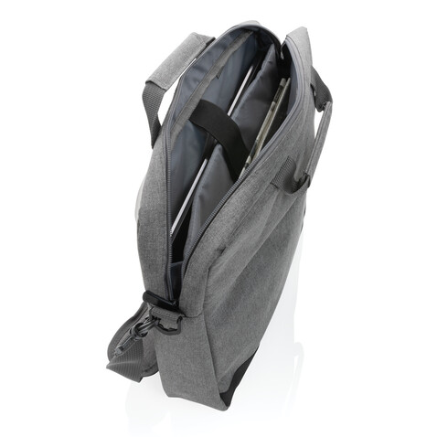 Trend 15” Laptoptasche grau, schwarz bedrucken, Art.-Nr. P732.342