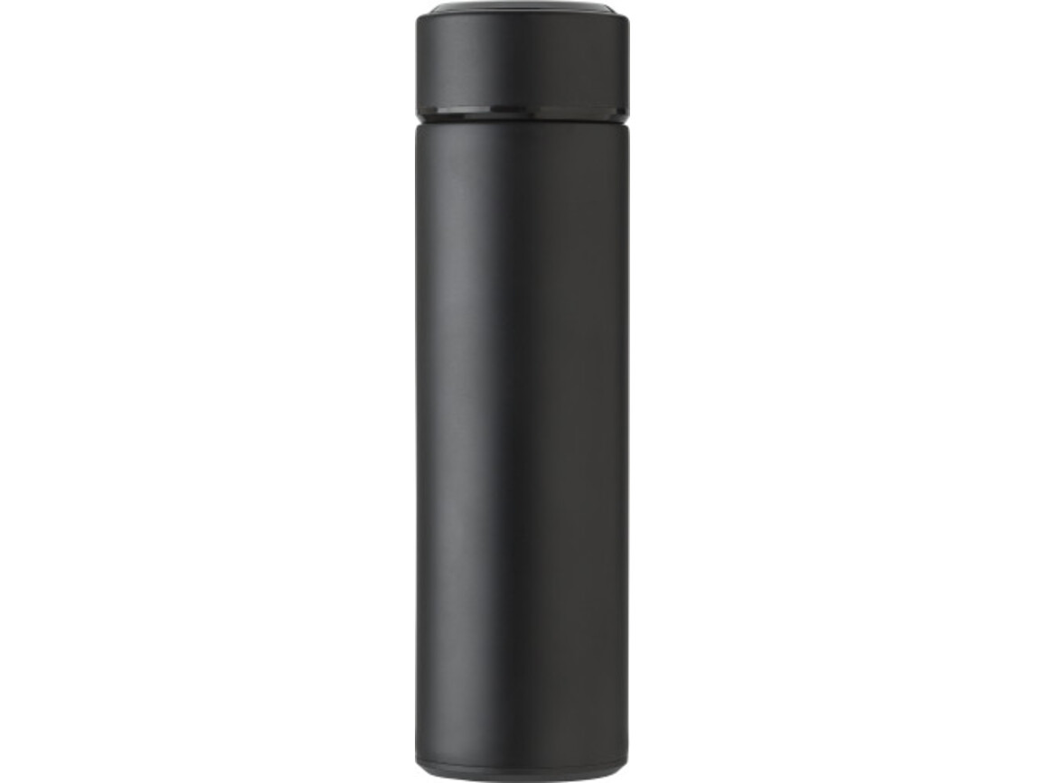 Edelstahl-Thermosflasche (450 ml) mit LED-Anzeige – Schwarz bedrucken, Art.-Nr. 001999999_427380