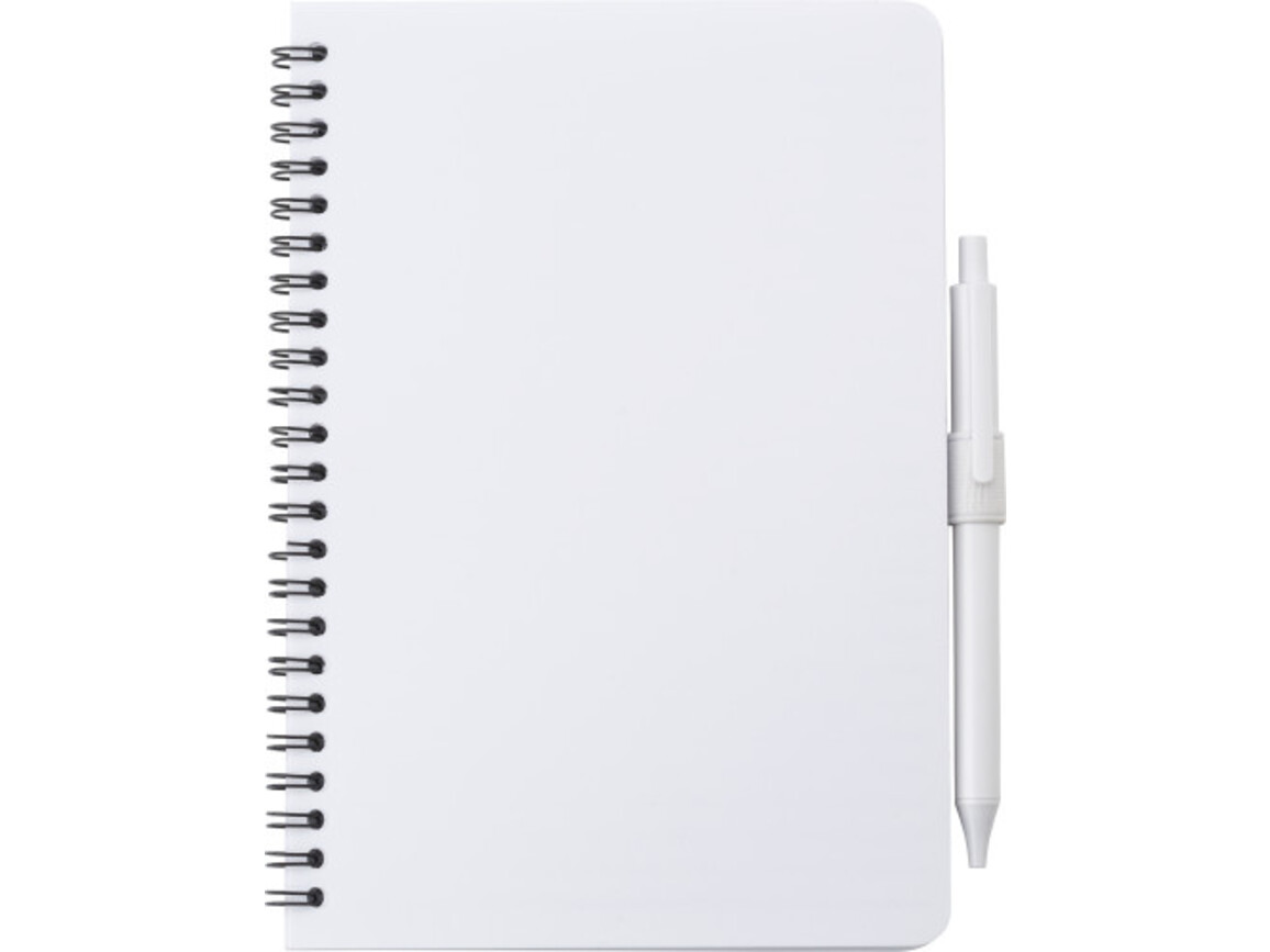 Antibakterielles Notizbuch mit Kugelschreiber – Weiß bedrucken, Art.-Nr. 002999999_483099