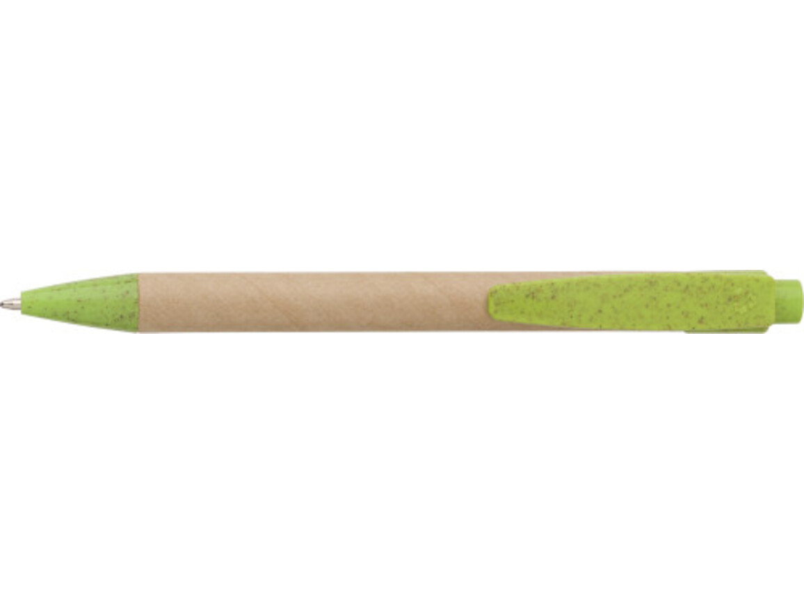 Kugelschreiber aus Karton und Weizenstroh – Hellgrün bedrucken, Art.-Nr. 029999999_548825