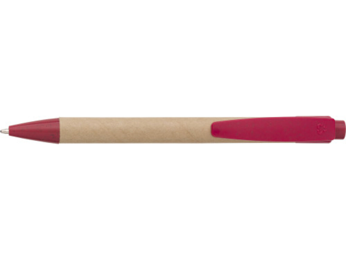 Kugelschreiber aus Karton und Weizenstroh Spencer – Rot bedrucken, Art.-Nr. 008999999_548825