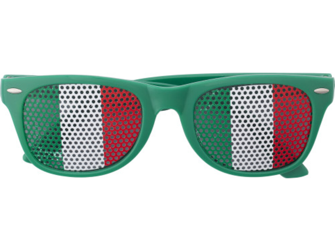 Fan Sonnenbrille aus Plexiglas – Grün/Weiß bedrucken, Art.-Nr. 044999999_9346