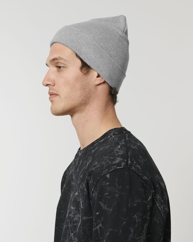 Rib Beanie - Heather Grey - OS bedrucken, Art.-Nr. STAU772C250OS