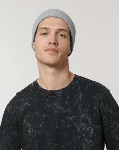 Rib Beanie - Heather Grey - OS bedrucken, Art.-Nr. STAU772C250OS