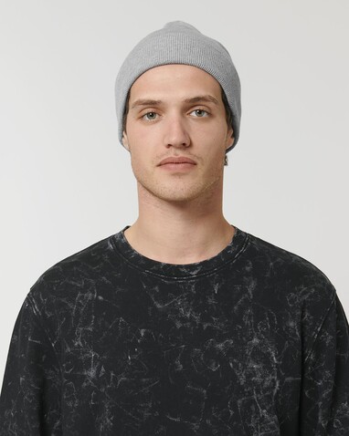 Rib Beanie - Heather Grey - OS bedrucken, Art.-Nr. STAU772C250OS