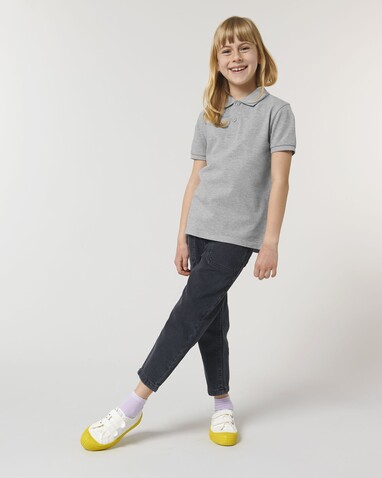 Mini Sprinter - Das Iconic Kinder-Polo - Heather Grey - 3-4/98-104cm bedrucken, Art.-Nr. STPK908C25003
