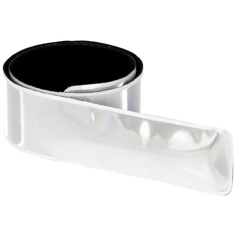RFX™ 44 cm reflektierendes Sicherheits-Schnapparmband aus PVC, weiss bedrucken, Art.-Nr. 1PR00301