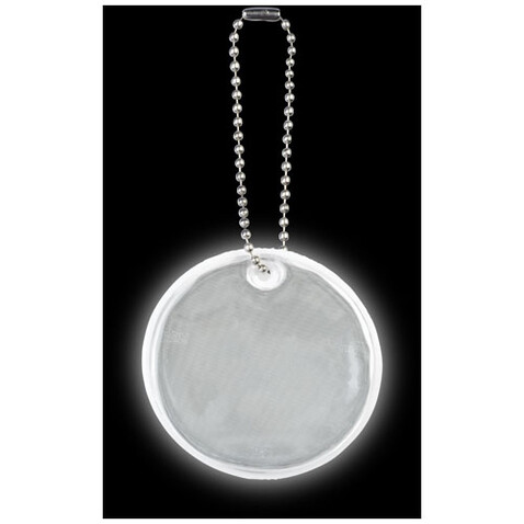 RFX™ H-16 Reflektierender, mittelgroßer, runder Anhänger, weiss bedrucken, Art.-Nr. 1PR02101