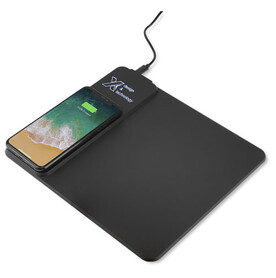 SCX.design O25 10 W Induktions-Mauspad mit Leuchtlogo, schwarz, weiss bedrucken, Art.-Nr. 1PX01400