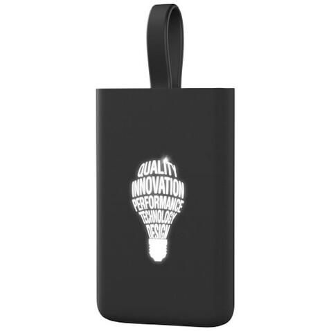 SCX.design P05 1000 mAh Powerbank mit Leuchtlogo, schwarz, weiss bedrucken, Art.-Nr. 1PX01500