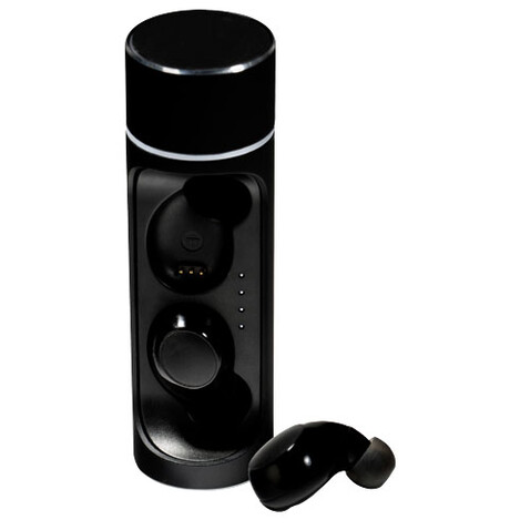 SCX.design E17 True Wireless Ohrhörer mit Leuchtlogo, schwarz bedrucken, Art.-Nr. 1PX05790