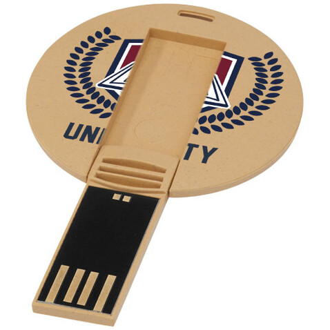 Runder ausklappbarer USB Stick, Kraftpapier, 1GB bedrucken, Art.-Nr. 1Z48606D