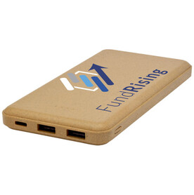 Eco 10.000 mAh Powerbank, natur, 10000mAh bedrucken, Art.-Nr. 1Z71206Q