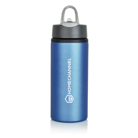 Aluminium Sportflasche blau, anthrazit bedrucken, Art.-Nr. P436.565