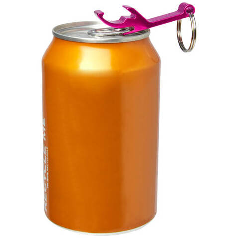 Tao Schlüsselanhänger mit Flaschen- und Dosenöffner, magenta bedrucken, Art.-Nr. 11801806