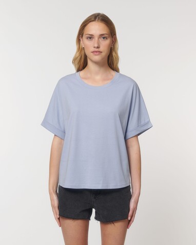 Stella Collider - Das Oversized Damen-T-Shirt mit gekrempelten Ärmeln - Serene Blue - M bedrucken, Art.-Nr. STTW089C0571M Stella Collider - Das Oversized Damen-T-Shirt mit gekrempelten Ärmeln - Serene Blue - M bedrucken, Art.-Nr. STTW089C0571M