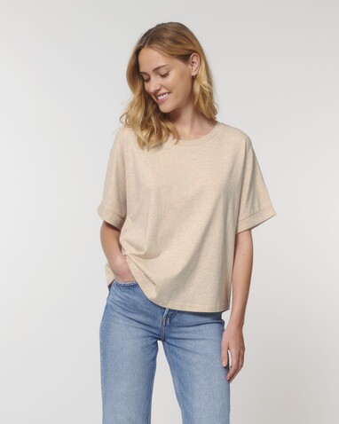 Stella Collider - Das Oversized Damen-T-Shirt mit gekrempelten Ärmeln - Heather Rainbow - L bedrucken, Art.-Nr. STTW089C0841L