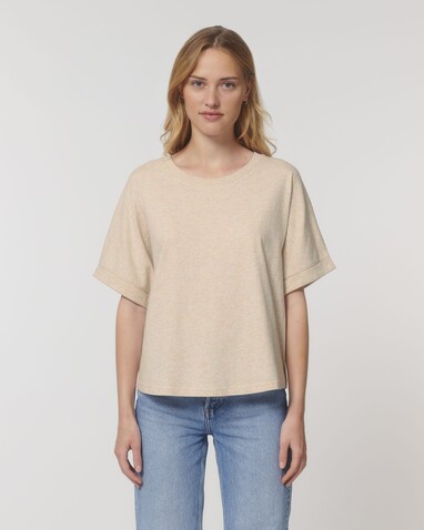 Stella Collider - Das Oversized Damen-T-Shirt mit gekrempelten Ärmeln - Heather Rainbow - L bedrucken, Art.-Nr. STTW089C0841L