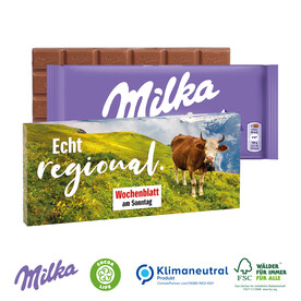 Schokolade von Milka, 100 g, Klimaneutral, FSC®-zertifiziert bedrucken, Art.-Nr. 91013