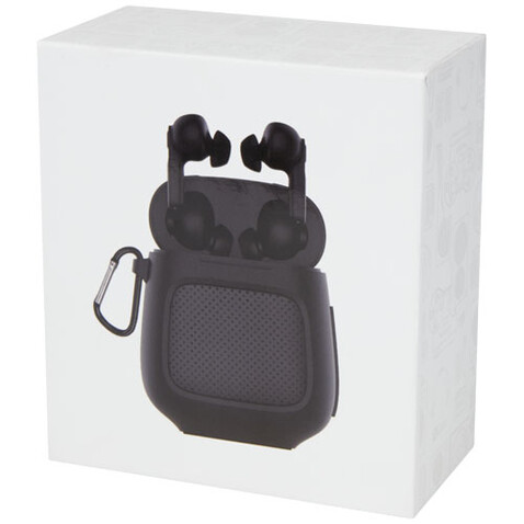 Remix Auto Pair True Wireless Ohrhörer und Lautsprecher, schwarz bedrucken, Art.-Nr. 12424290