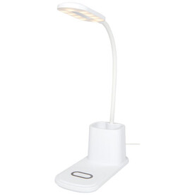 Bright Schreibtischlampe und Organizer mit kabellosem Ladegerät, weiss bedrucken, Art.-Nr. 12424901 Bright Schreibtischlampe und Organizer mit kabellosem Ladegerät, weiss bedrucken, Art.-Nr. 12424901
