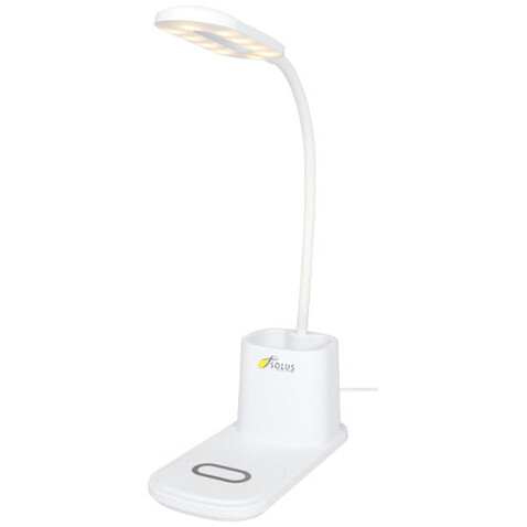 Bright Schreibtischlampe und Organizer mit kabellosem Ladegerät, weiss bedrucken, Art.-Nr. 12424901