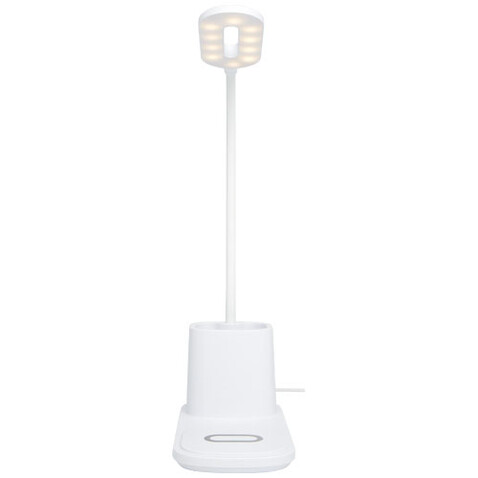 Bright Schreibtischlampe und Organizer mit kabellosem Ladegerät, weiss bedrucken, Art.-Nr. 12424901