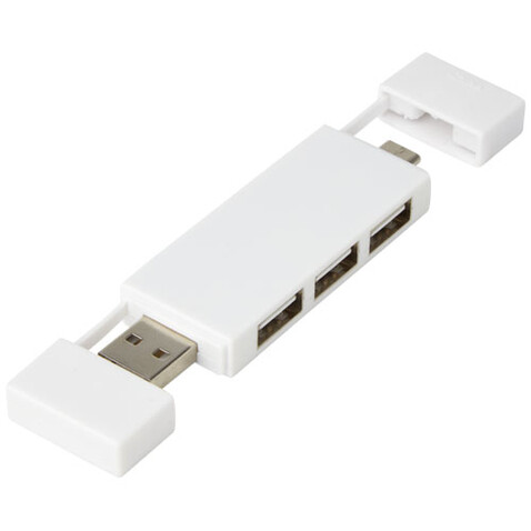 Mulan doppelter USB 2.0-Hub, weiss bedrucken, Art.-Nr. 12425101