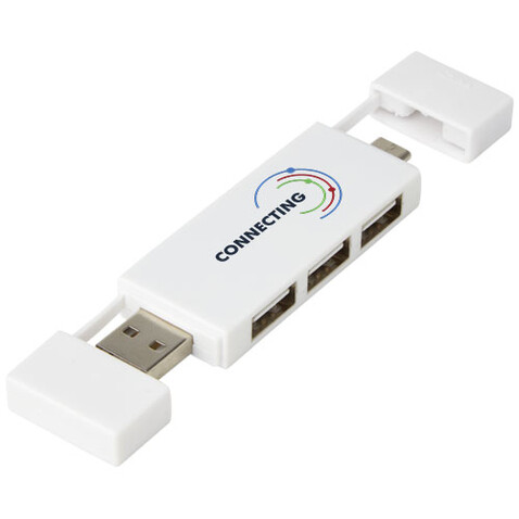 Mulan doppelter USB 2.0-Hub, weiss bedrucken, Art.-Nr. 12425101