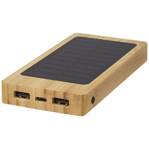 Alata 8000 mAh Bambus Solar-Powerbank, beige bedrucken, Art.-Nr. 12425702