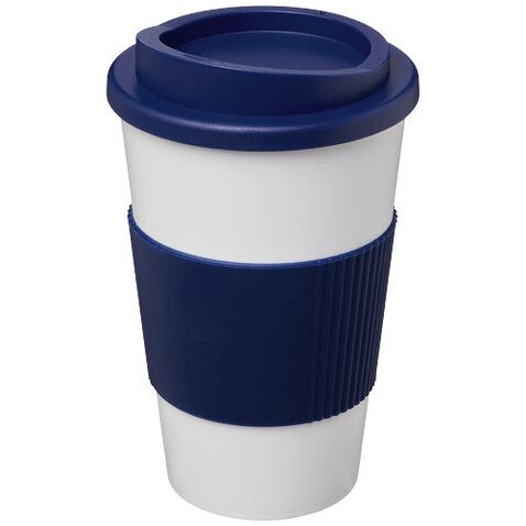 Americano® 350 ml Isolierbecher mit Schutzring, blau, weiss bedrucken, Art.-Nr. 22000298