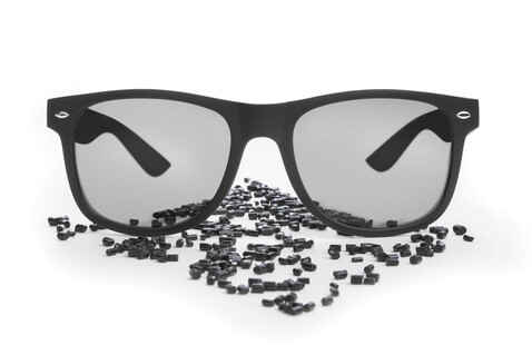 Sonnenbrille aus GRS recyceltem PC Kunststoff schwarz bedrucken, Art.-Nr. P453.961