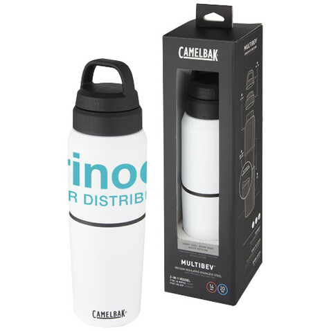 CamelBak® MultiBev 500 ml vakuumisolierte Edelstahlflasche und 350 ml Becher, weiss bedrucken, Art.-Nr. 10071601