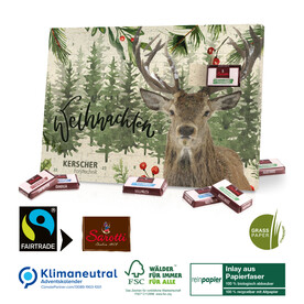 Tisch-Adventskalender aus Graspapier mit Fairtrade-Kakao Organic, Klimaneutral, FSC® bedrucken, Art.-Nr. 55318-W Tisch-Adventskalender aus Graspapier mit Fairtrade-Kakao Organic, Klimaneutral, FSC® bedrucken, Art.-Nr. 55318-W