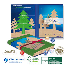 Adventskalender Weihnachtsbuch Exklusiv Organic Lindt Minis, Klimaneutral, FSC® bedrucken, Art.-Nr. 55368-W Adventskalender Weihnachtsbuch Exklusiv Organic Lindt Minis, Klimaneutral, FSC® bedrucken, Art.-Nr. 55368-W