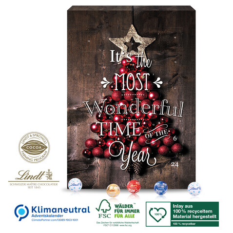 Wand-Adventskalender Lindt Gourmet Edition, Klimaneutral, FSC® bedrucken, Art.-Nr. 95323-W