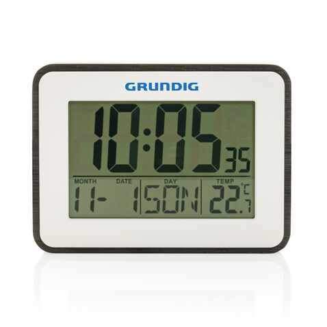 Grundig Thermometer, Wecker und Kalender weiß bedrucken, Art.-Nr. P279.221