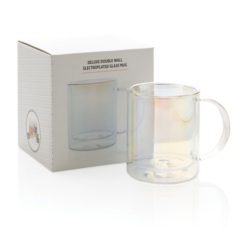 Doppelwandiger Deluxe-Becher aus galvanisiertem Glas transparent bedrucken, Art.-Nr. P433.110