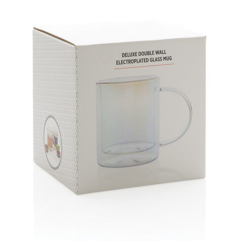 Doppelwandiger Deluxe-Becher aus galvanisiertem Glas transparent bedrucken, Art.-Nr. P433.110